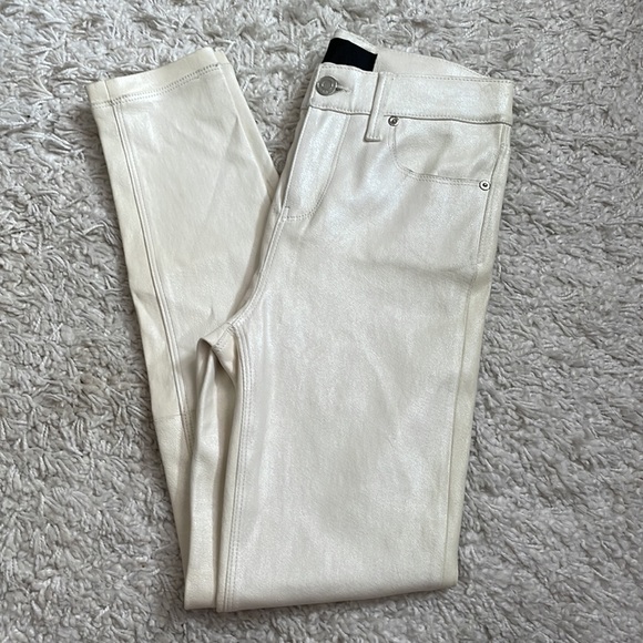 RtA • Cream White 100% Lambskin Stretch Leather Skinny Pants W24 - Picture 4 of 10